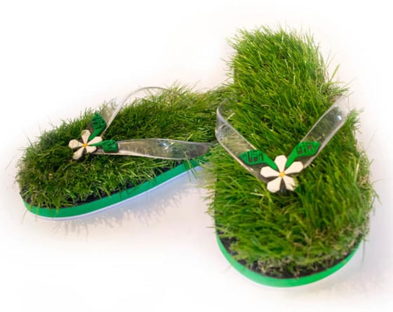 inventos raros ojotas pasto